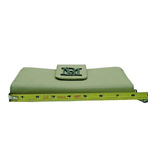 Badgley Mischka Vegan Leather Wallet Light Taupe Gray Color Full Zip Snap 8x4.5 - Picture 8 of 11